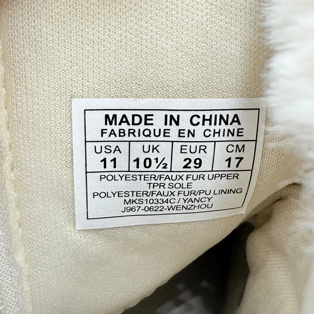Michael Kors Kids MK Logo Snow Boots Faux Fur‎ Lined Zip Cream Size 11